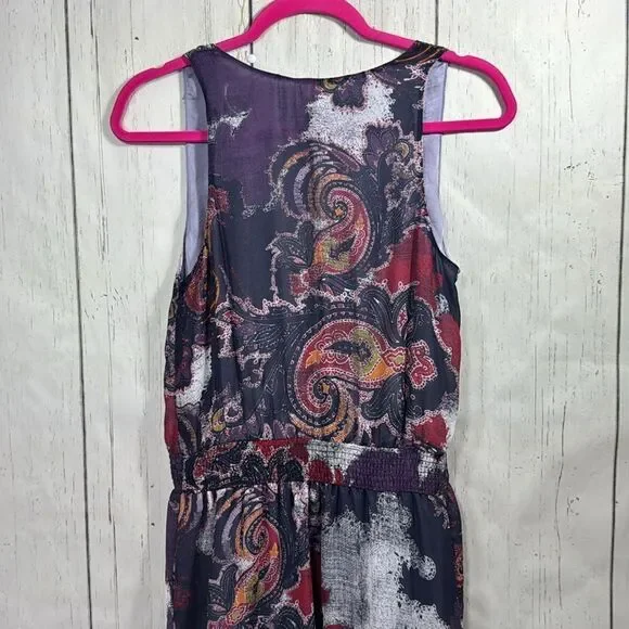 Free People Boho Paisley Print Mini Dress Lace Up Sleeveless Festival Indie - Picture 15 of 16